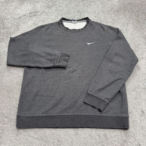 Nike Pullover Sweatshirt Mens XL Dark Gray Crew Neck Fleece Athletic Casual - Picture 1 of 14